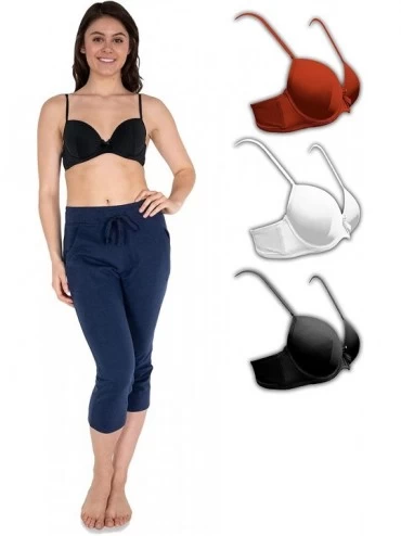 Bras Women's 3 Pack Padded Balconette Push Up Underwire T-Shirt Bra - 3 Pack-white/Clay/Black - CX17YGHZY5S $15.45