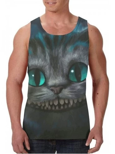 Undershirts Men's Soft Tank Tops Novelty 3D Printed Gym Workout Athletic Undershirt - Big Face Cheshire Cat - CA19DE7ZOQL $37.49