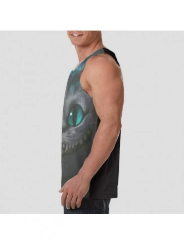 Undershirts Men's Soft Tank Tops Novelty 3D Printed Gym Workout Athletic Undershirt - Big Face Cheshire Cat - CA19DE7ZOQL $19.76