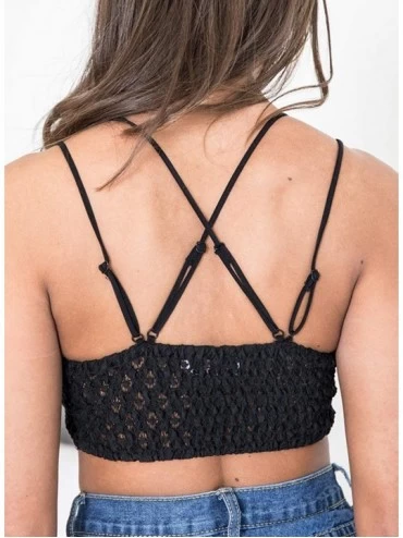 Bras Women's Lace Bralettes Deep V Floral with Adjustable Strap Sexy Top Bra - Black - CH197L2TLY6 $11.50