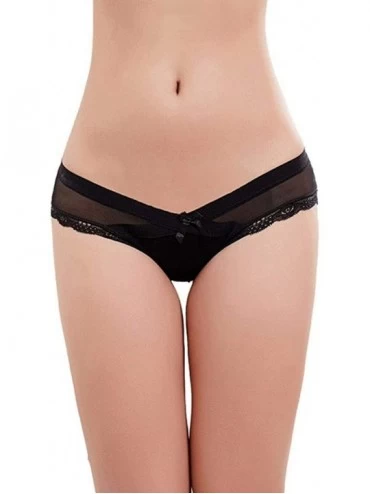 Panties Womens Fashion Lace Thongs G-String T-Back Panties Lingerie Underwear - Nylon - M-L-XL-XXL - Black - CJ18RZ2I9AN $17.15