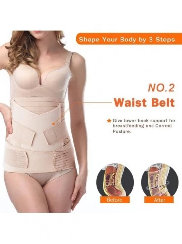 Bustiers & Corsets 3 in 1 Postpartum Belly Support Recovery Belly/Waist/Pelvis Belt Postpartum Belly Wrap Band - Nude - C817Z...