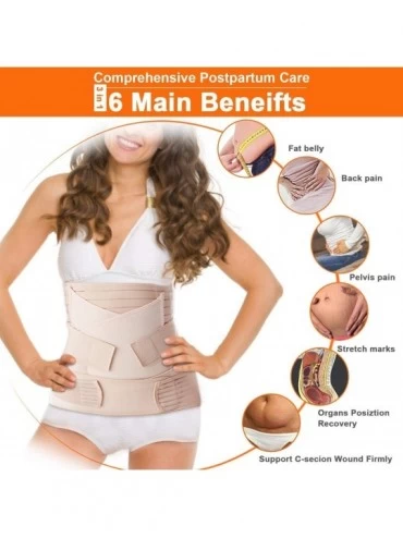 Bustiers & Corsets 3 in 1 Postpartum Belly Support Recovery Belly/Waist/Pelvis Belt Postpartum Belly Wrap Band - Nude - C817Z...