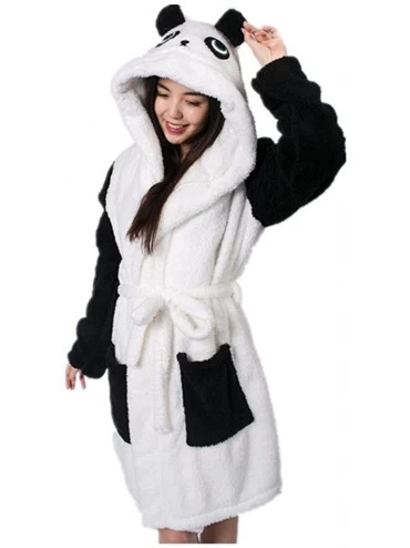 Robes Honeystore Women's Winter Adult Animal Hooded Warm Cosplay Bathrobe Nightgown Pajamas - Panda - CR182EY49OC $51.26