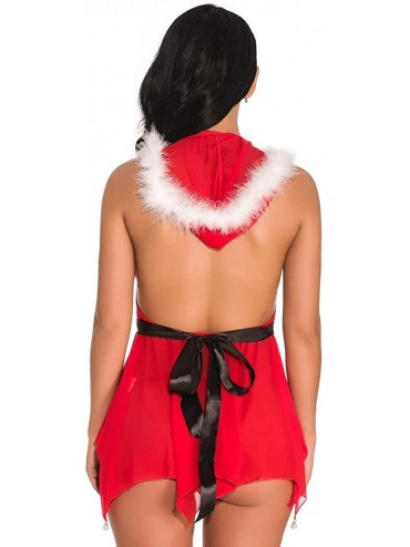 Bras Women Lingerie V Neck Nightwear Satin Sleepwear Lace Chemise Mini TeddyRed - Red -1 - CX18A5I98GI $32.24