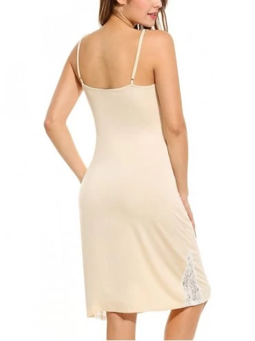 Slips Women's Full Slips Long Spaghetti Strap Camisole Under Dress Liner S-XL - Nude - C7187ILW8W7 $17.23