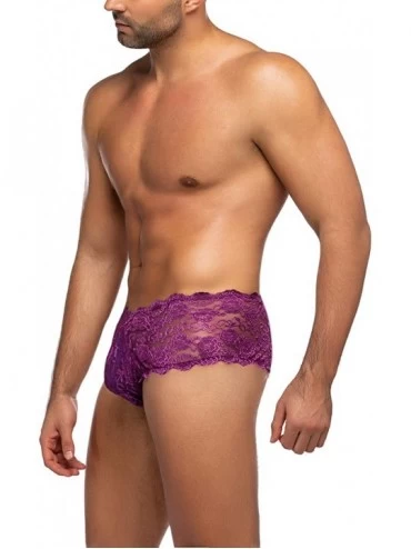 Boxer Briefs Mens Sissy Pouch Panties Sexy Underwear Lace Boxer Briefs Purple - C418SSQOAXK $20.88