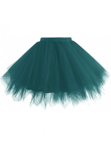 Slips Women 1950s Short Vintage Tulle Petticoat Skirt Ballet Bubble Tutu - A-teal - CH18OTCLR9U $43.53