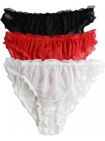 Panties 3Pairs Women's Silk Panties Bikini Underwear Size S M L XL 2XL - Multicoloured - CL196XCD94M $44.62