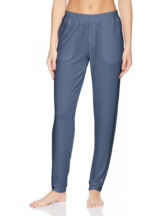 Bottoms Women's Solid French Terry Cuffed Long Lounge Pant with Pockets - Vintage Indigo - CA18EHQCI6X $18.78