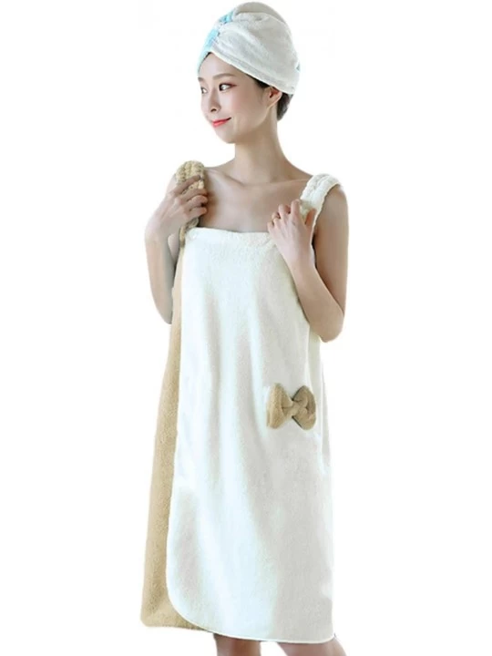 Robes Womens Plush Bathrobe with Straps Thick for Winter Velvet Ruffle Beach Spa Wrap Shower Bath Body Towel Quick Dry - Whit...