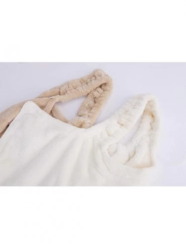 Robes Womens Plush Bathrobe with Straps Thick for Winter Velvet Ruffle Beach Spa Wrap Shower Bath Body Towel Quick Dry - Whit...