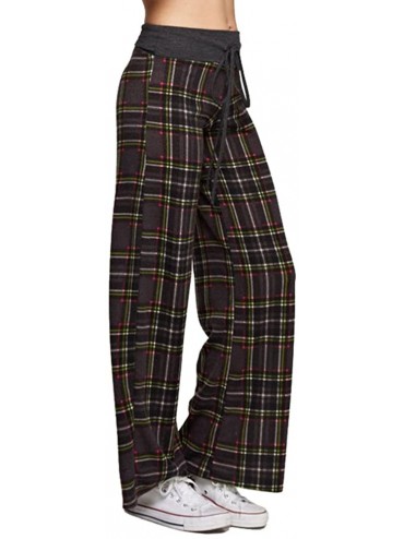 Bottoms Women's Comfy Soft Stretch Floral Polka Dot Pajama Pants - Charcoal Plaid - C112O1TQLU5 $33.20