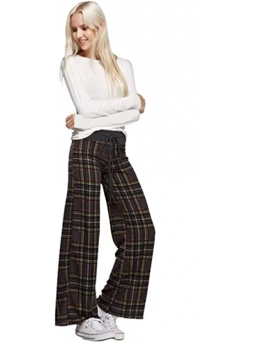 Bottoms Women's Comfy Soft Stretch Floral Polka Dot Pajama Pants - Charcoal Plaid - C112O1TQLU5 $17.73