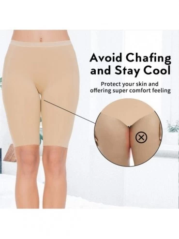 Slips Womens Lace Slip Shorts for Under Dresses Short Leggings Mid Thigh Stretchy Undershorts - Flat Edge - Nude - CG19ERAX7T...