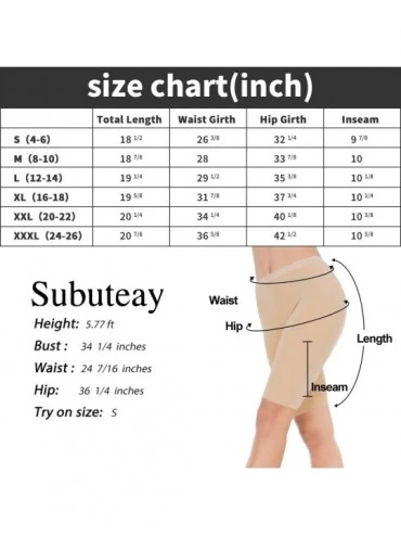 Slips Womens Lace Slip Shorts for Under Dresses Short Leggings Mid Thigh Stretchy Undershorts - Flat Edge - Nude - CG19ERAX7T...
