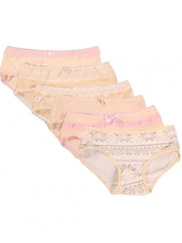 Panties Girls' n Cotton Brief Underwear Bikini Lingerie Panty - 6 Pack 3508 for 8-12 Girls - CL188EWGS4T $21.03