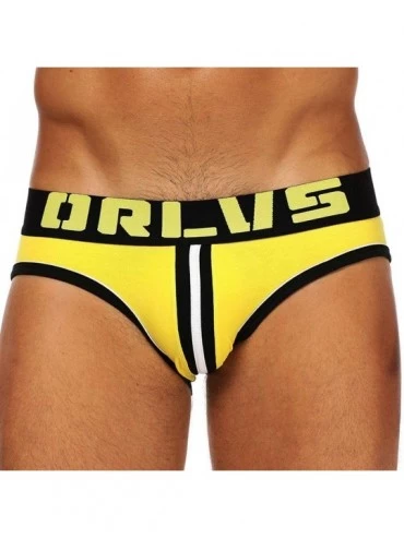 Briefs ORLVS-169 Men's Briefs Jockstrap Cotton Pouch Low Rise Breathable Underwear M/L/XL/XXL - Yellow - C918S5MIDZK $19.20