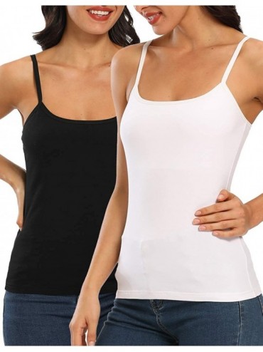 Camisoles & Tanks Tank Tops for Women Basic Camisole with Shelf Bra Adjustable Strap Layering Undershirt Sleeveless Summer To...