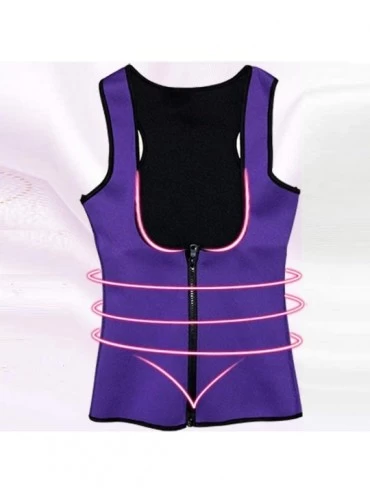 Shapewear Womens Shapewear Tummy Control Waist Trainer Corset Zipper Open Bra Slim Cincher Body Shaper Bodysuit - Purple - CY...