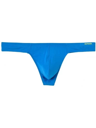 G-Strings & Thongs Men Thong Sexy Man G-String Butt Flaunting Tongs Undie T-Back Underwears - Blue - CA18ZCXR3D2 $13.47