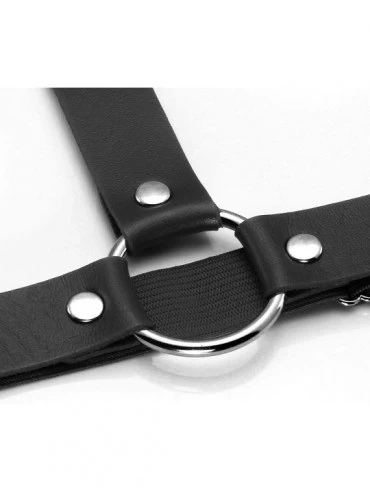 Garters & Garter Belts 2pcs Gothic Double Row Punk Elastic Adjustable Leg Garter Belt Harness Set - A-Black PU-White O - CS19...