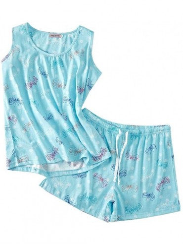 Sets Women's Cute Sleeveless Print Tee and Shorts Sleepwear Tank Top Pajama Set - Flying - C818WTDX2XI $44.40