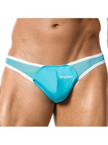 G-Strings & Thongs Micro Pouch Thong Low Rise Design Side Sheer Mens Sexy Underwear - Turquoise - C9196X3MY5K $10.53