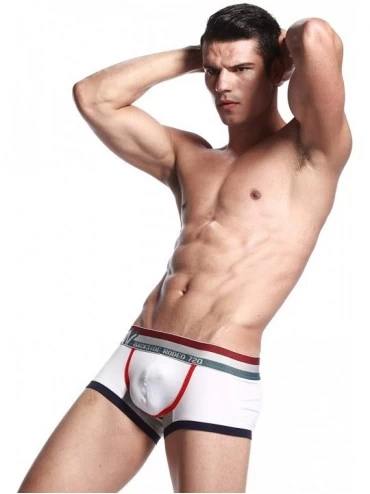 Boxer Briefs Sexy Trunk Boxer Brief Underwear Mens 4 Colors - 2520 White - CZ11NDW35FL $21.22