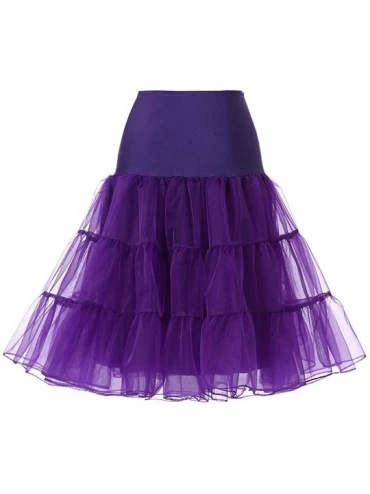 Slips Women's Plus Size 50s Vintage Tutu Skirt Petticoat Rockabilly Crinoline Underskirt - Purple - CI183O933RW $39.58