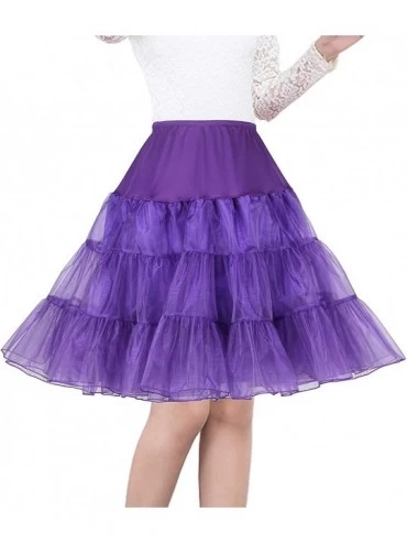 Slips Women's Plus Size 50s Vintage Tutu Skirt Petticoat Rockabilly Crinoline Underskirt - Purple - CI183O933RW $20.86