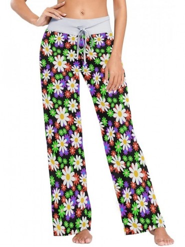 Bottoms Women Jersey Pajama Pants Drawstring Loose Palazzo Lounge Pants Sleepwear - Colorful Chamomile Flowers - CQ19059L8LM ...