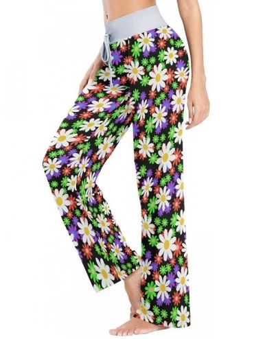 Bottoms Women Jersey Pajama Pants Drawstring Loose Palazzo Lounge Pants Sleepwear - Colorful Chamomile Flowers - CQ19059L8LM ...