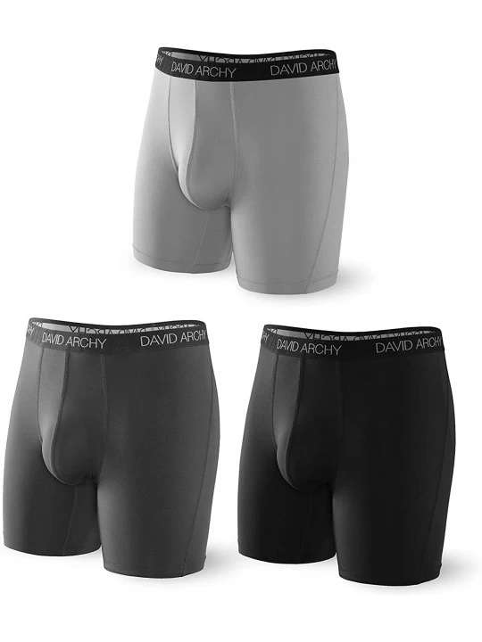 Boxer Briefs 3 Pack Men's Ultra Soft Mesh Quick Dry Sports Underwear Breathable Boxer Briefs - Black/Dark Gray/Light Gray-sol...