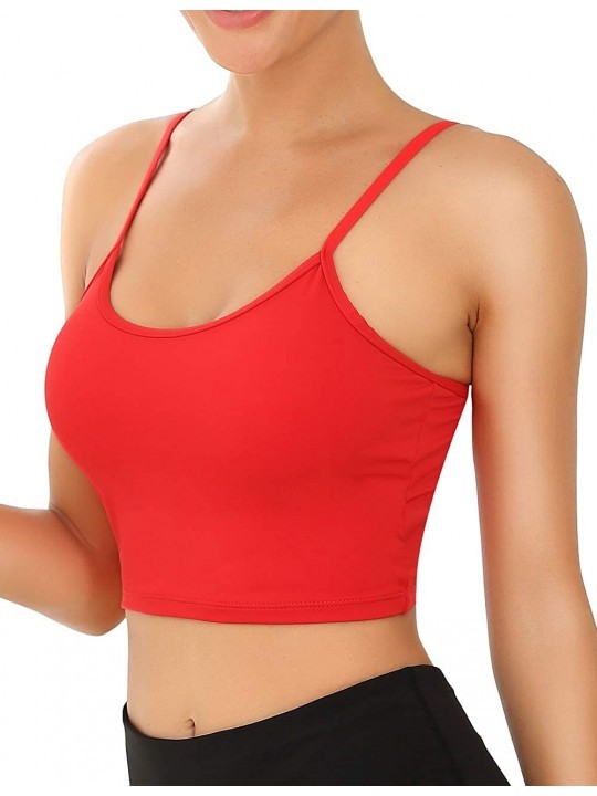 Camisoles & Tanks Women's Sports Bras Fitness Yoga Workout Crop Tops Padded Running Camis Vest Gym Cropped Tanks - Red - C819...