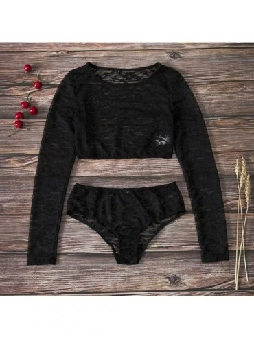 Bustiers & Corsets Women Fashion Lingerie Jacket Lace Embroidered T-Shirt Sexy Underwear Suit - Black - CG18WWKLTGO $18.44