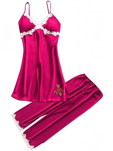 Sets Women Sexy Lace Lingerie Loose Thin Nightwear Babydoll Solid Soft Sleepwear Dress 2PC Set - A - C218S794AO5 $23.58