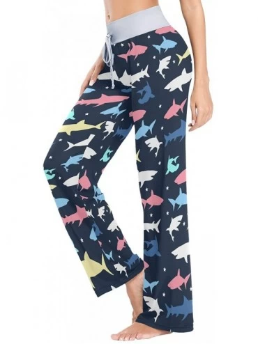 Bottoms Colorful Sharks Women's Pajama Pants Lounge Sleep Wear - Multi - CX19DLLKONK $18.19