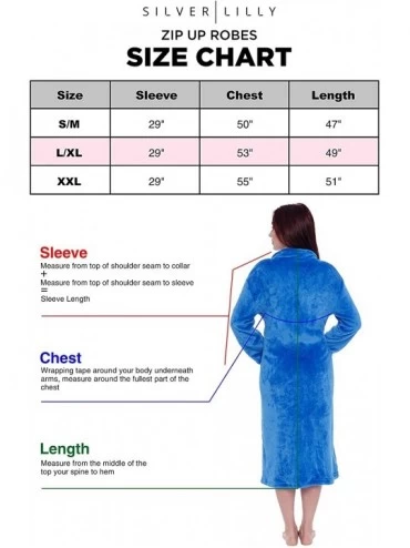 Robes Womens Full Length Zip Up Robe - Plush Fleece Long Zipper Housecoat - Blue - CT18CENZ5QH $29.39