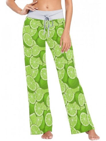 Bottoms Green Fresh Citrus Fruit Lemon Lime Slices Women's Pajama Pants Lounge Sleep Wear - Multi - CP19C8ZTKAH $53.28