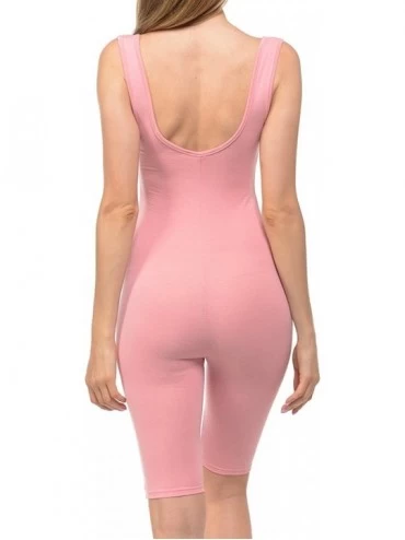 Shapewear Women Catsuit Cotton Tank Bermuda Short Yoga Bodysuit Jumpsuit - Made in USA - Dusty Pink - C718DTCZY52 $20.25