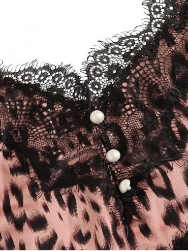 Sets Women's Lace Trim Bralette Shorts Pajama Set Lingerie Nightwear - Leopard_pink - C618R92C57U $15.18