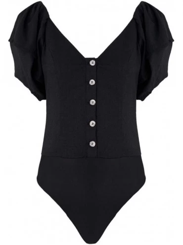 Shapewear Women's Bodysuit-Blouse- Black- X-Small - CL194R3AWXT $23.80