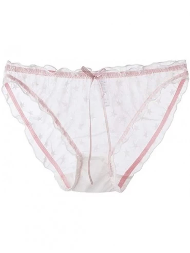 Accessories Women Low Waist Bow Lace Perspective Briefs Underpant Panties Sleepwear Sexy Lingerie - White - CB197WHHDQA $20.81