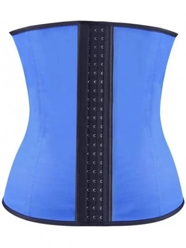 Bustiers & Corsets Women Plus Size Waist Corset Rubber Top Corset Steel Boned-C601 - Blue - C4190ORC62C $48.59
