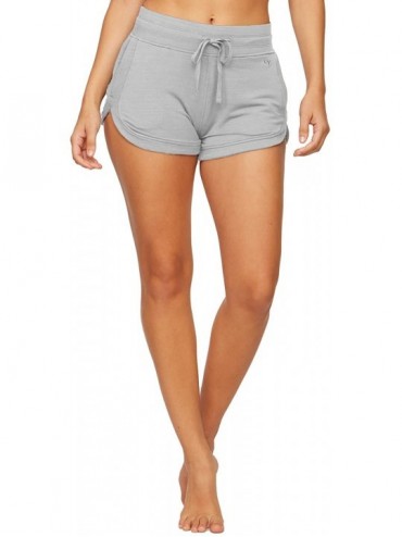 Bottoms Active Women's Four Way Stretch Micro French Terry Dolphin Lounge Short with Pockets - Light Grey - CM19EEDMSOQ $49.93