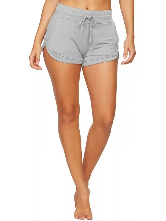 Bottoms Active Women's Four Way Stretch Micro French Terry Dolphin Lounge Short with Pockets - Light Grey - CM19EEDMSOQ $19.85