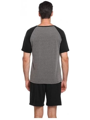 Sleep Sets Pajama Men Pajama Set Nightwear Short Sleeve Tops with Elastic Waist Shorts - Gray - CQ18SM2DQ52 $38.11