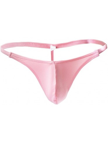 G-Strings & Thongs Men's Sexy Stretchy Low Rise G-String Underwear Thongs - Pink - CP18L8G20SN $33.80