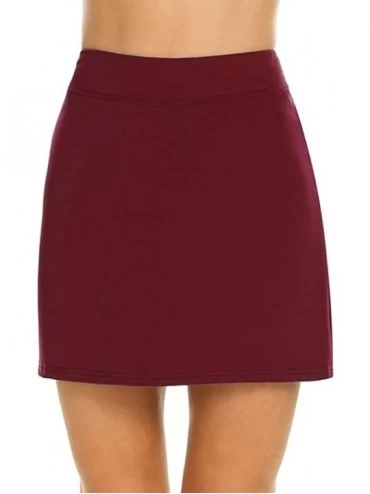 Thermal Underwear Women's Active Performance Skort Lightweight Skirt for Running Tennis Golf Sports - Wine - C7198D7Q60U $15.81